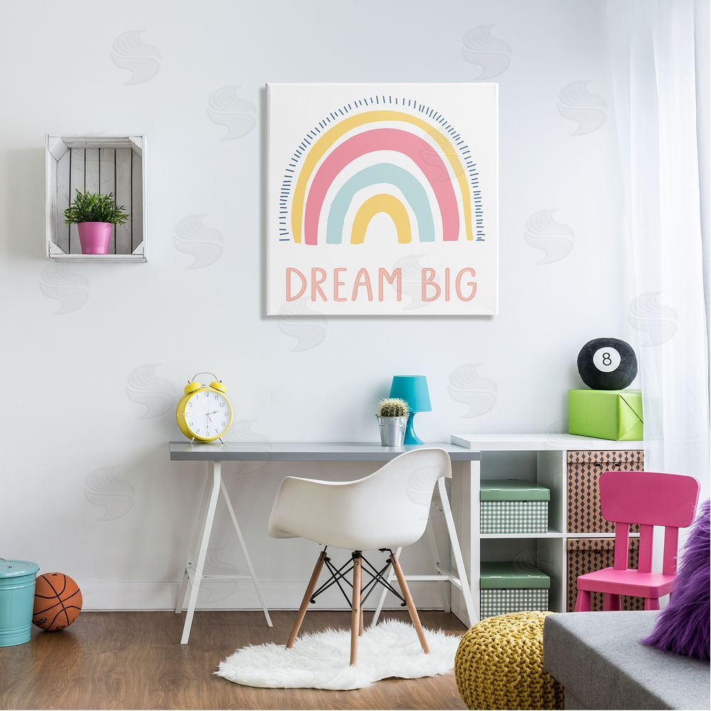 LSR Design Studio Pastel Dream Big Rainbow Canvas Wall Art in Room