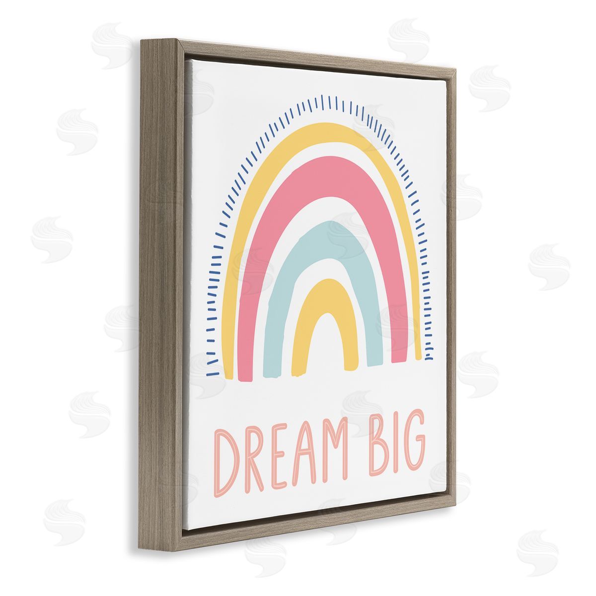 LSR Design Studio Pastel Dream Big Rainbow Brown Floating Frame Canvas Wall Art Print
