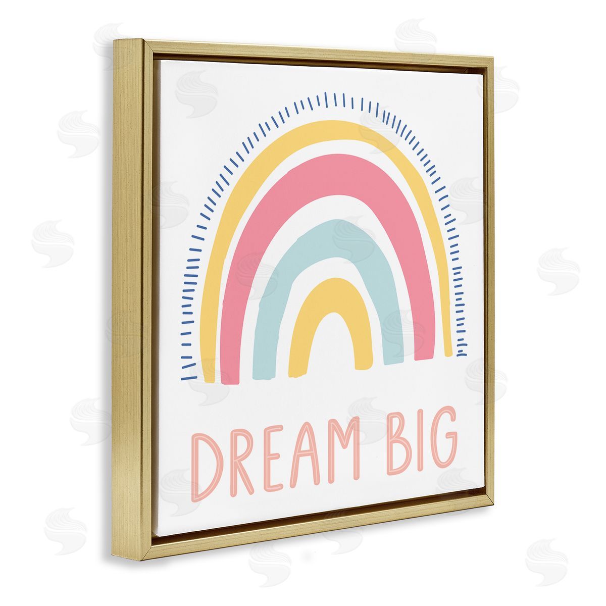 LSR Design Studio Pastel Dream Big Rainbow Gold Floating Frame Canvas Wall Art Print