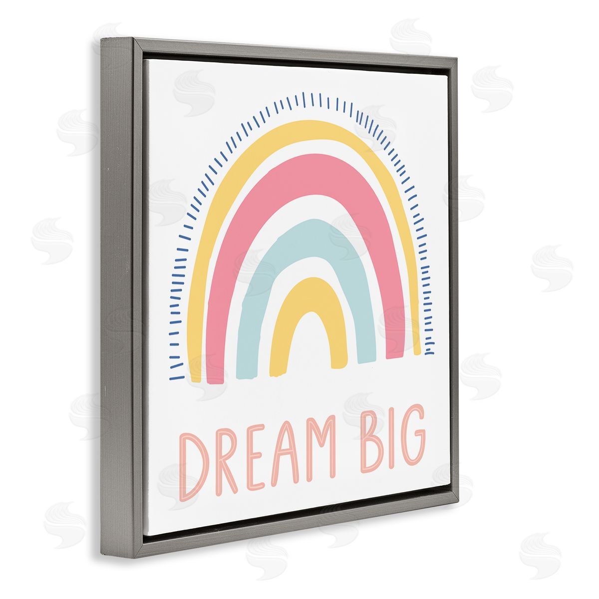 LSR Design Studio Pastel Dream Big Rainbow Gray Floating Frame Canvas Wall Art Print