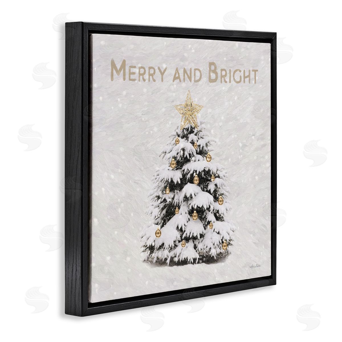 Merry & Bright Scene Black Floating Frame Canvas Wall Art, Home Decor by Lori Deiter