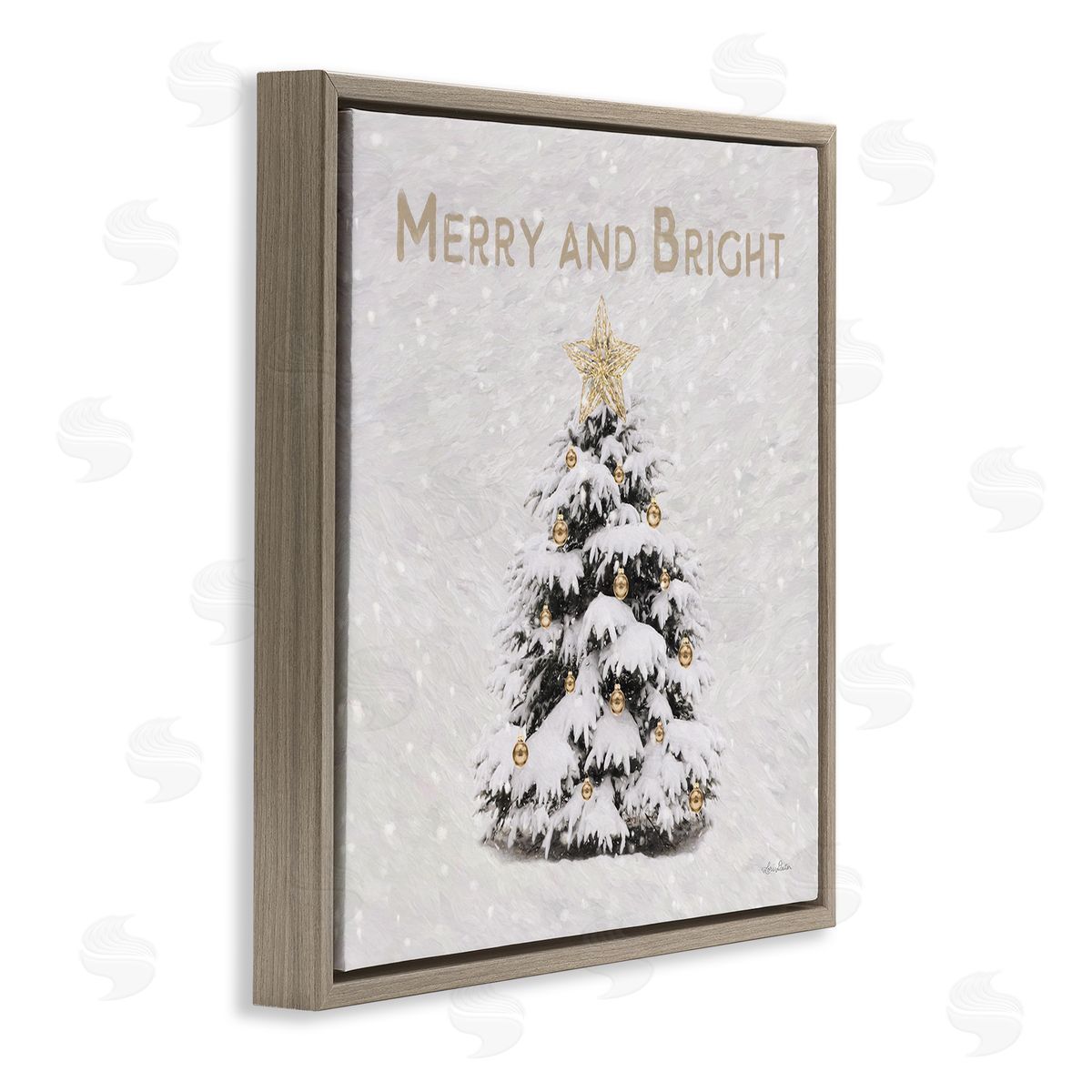 Merry & Bright Scene Brown Floating Frame Canvas Wall Art, Home Decor by Lori Deiter