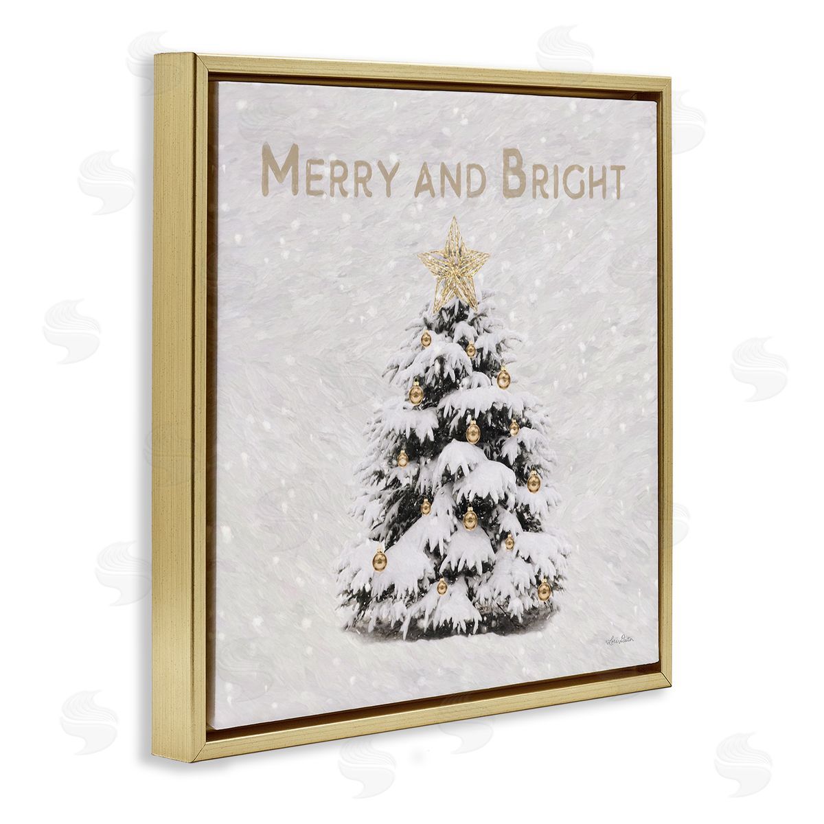 Merry & Bright Scene Gold Floating Frame Canvas Wall Art, Home Decor by Lori Deiter
