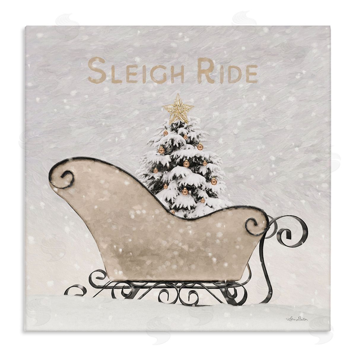 Sleigh Ride Winter Scene Canvas Wall Art, Home Decor by Lori Deiter