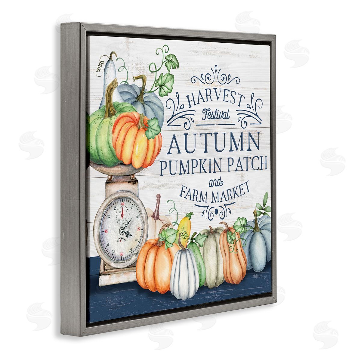 Mollie B. Autumn Harvest Festival Gray Floating Frame Canvas Wall Art Print