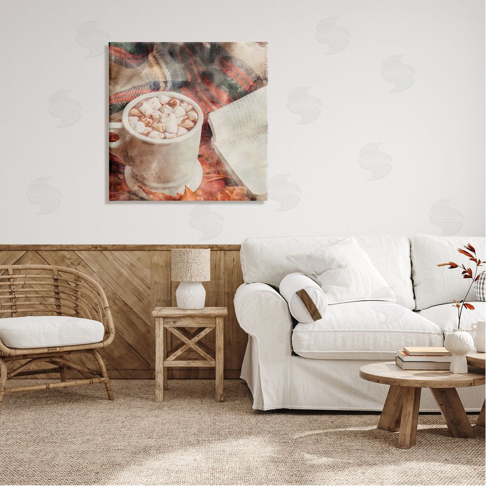 LSR Design Studio Autumn Cocoa & Book Canvas Wall Art in Room