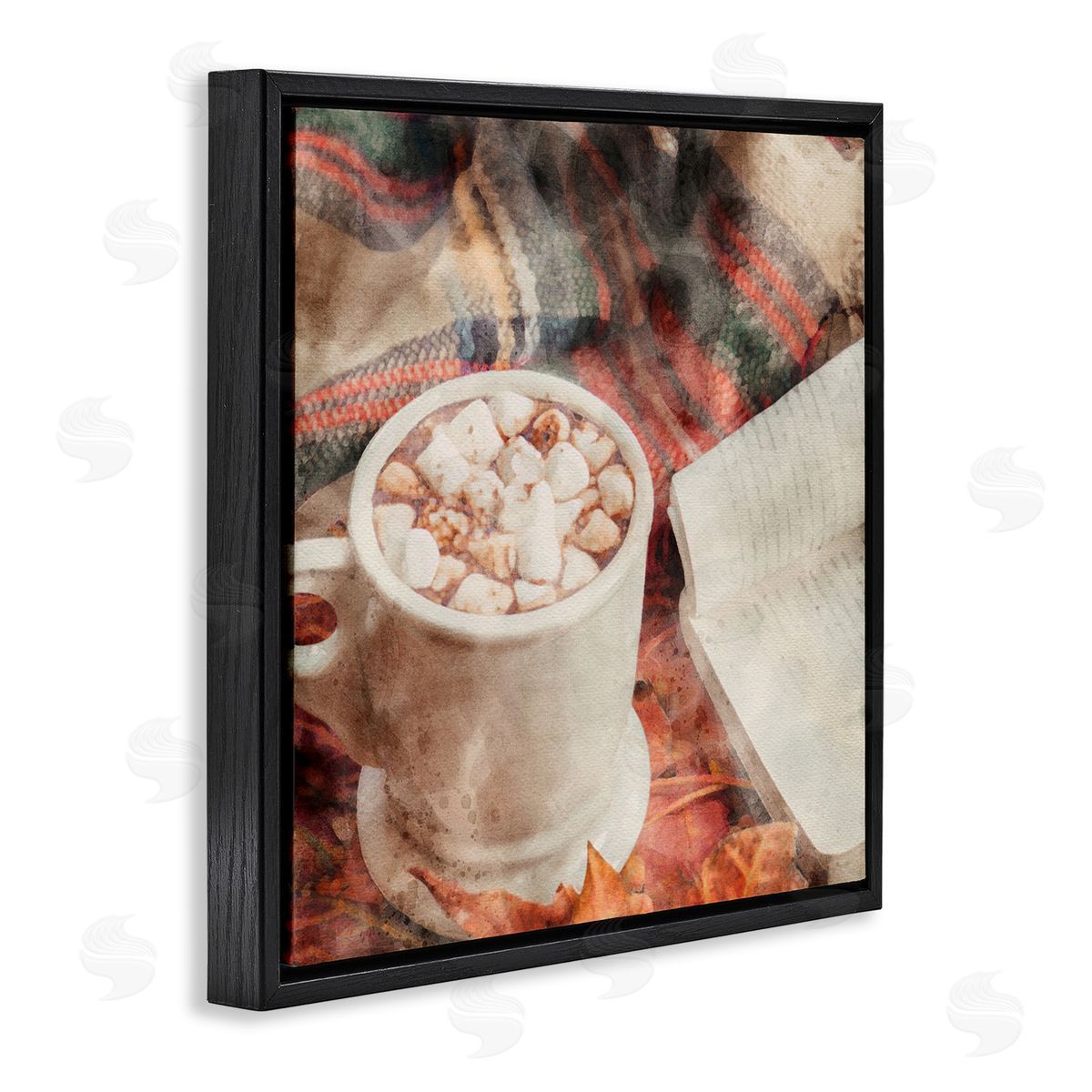 LSR Design Studio Autumn Cocoa & Book Black Floating Frame Canvas Wall Art Print