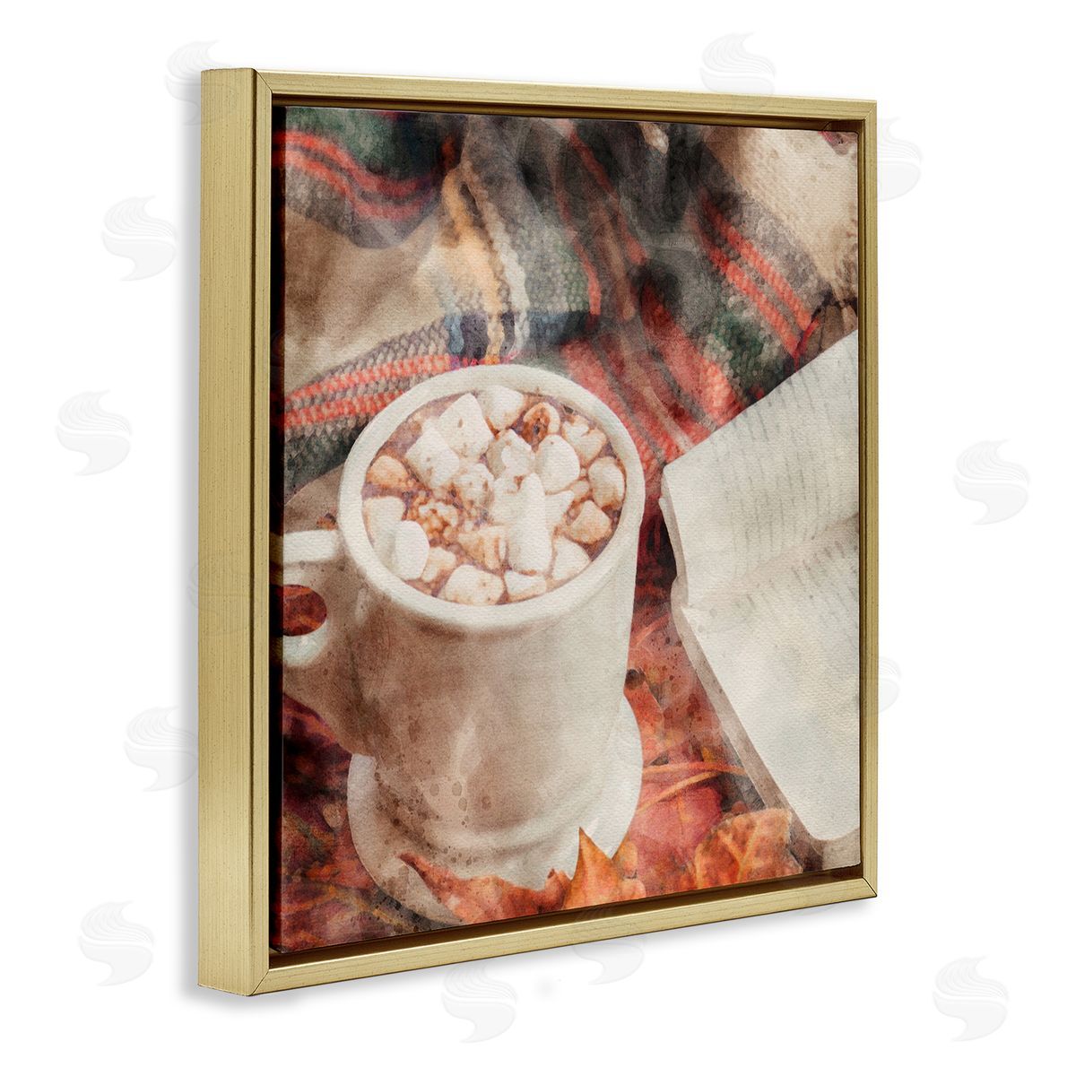 LSR Design Studio Autumn Cocoa & Book Gold Floating Frame Canvas Wall Art Print