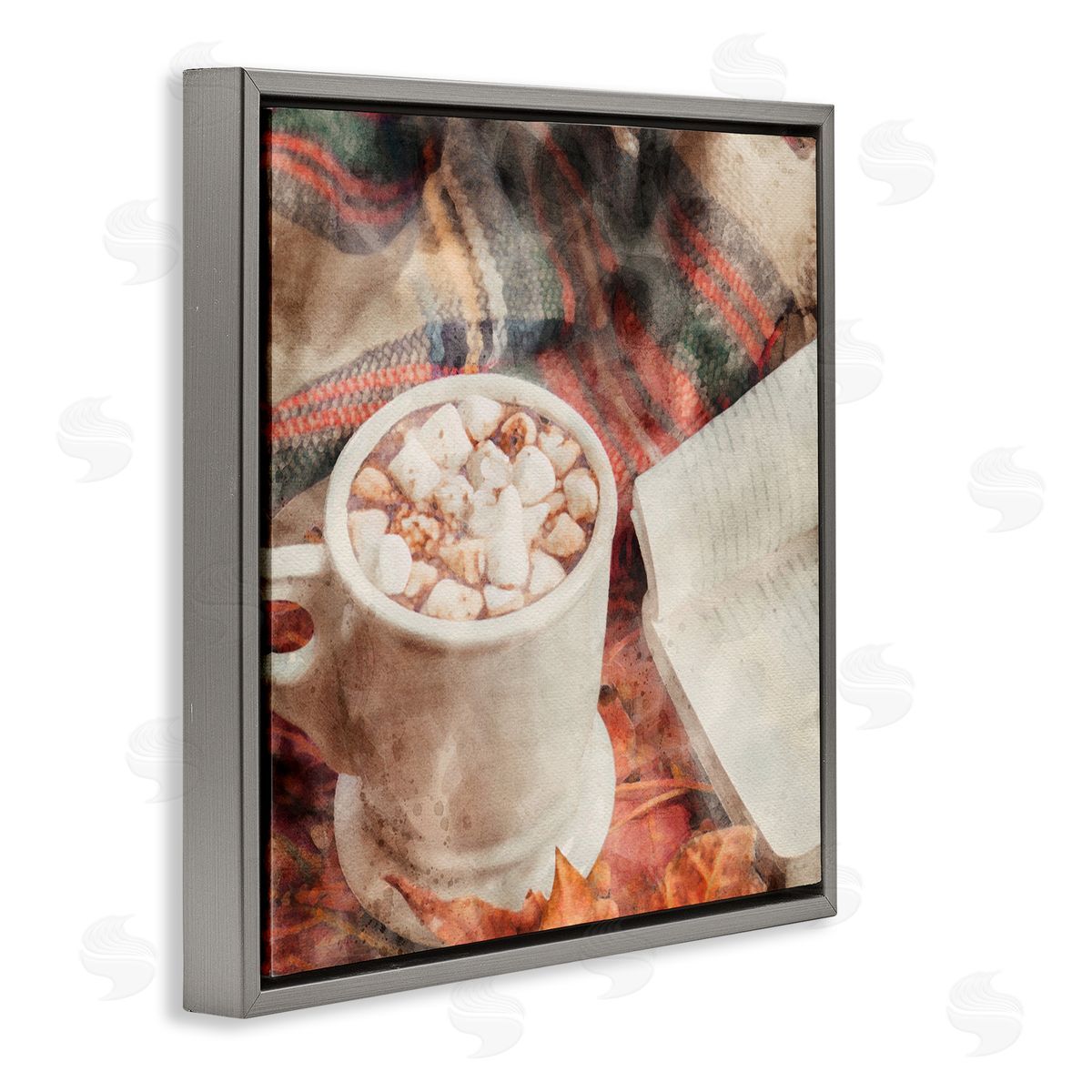 LSR Design Studio Autumn Cocoa & Book Gray Floating Frame Canvas Wall Art Print