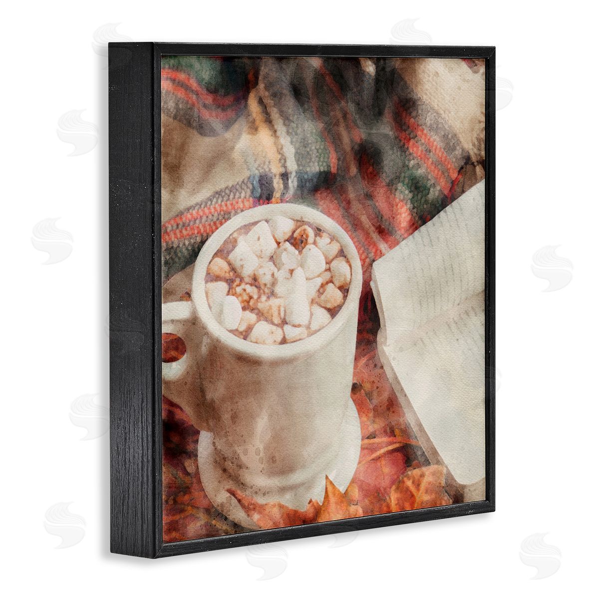 LSR Design Studio Autumn Cocoa & Book Black Framed Glicee Wall Art Print