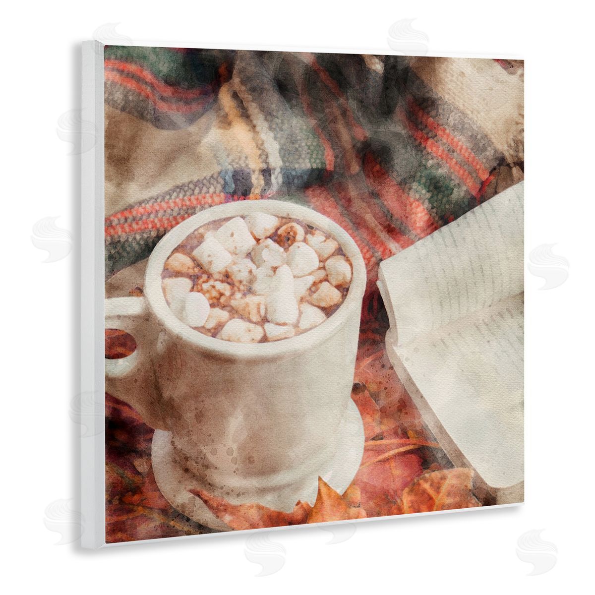 LSR Design Studio Autumn Cocoa & Book Wooden Wall Plaque Art Print