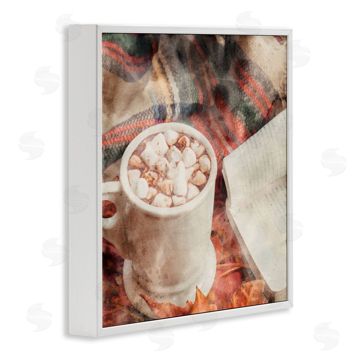 LSR Design Studio Autumn Cocoa & Book White Framed Glicee Wall Art Print