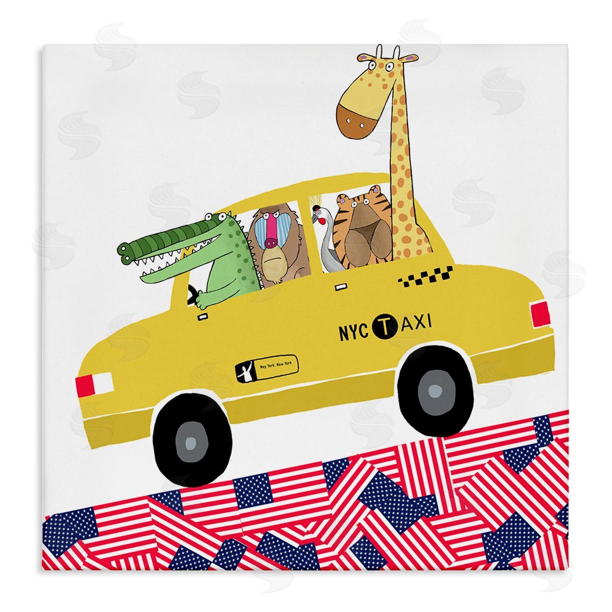 Carla Daly Animals in NYC Taxi Stretched Canvas Wall Art Print