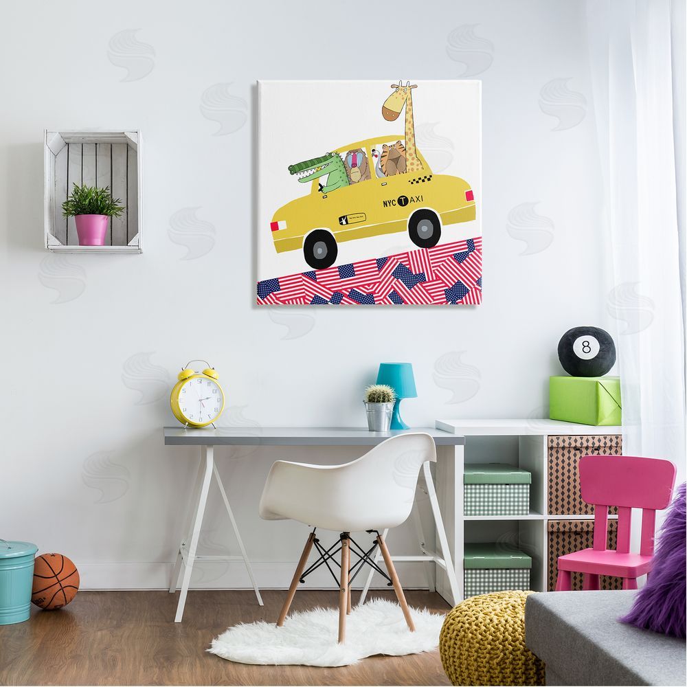 Carla Daly Animals in NYC Taxi Canvas Wall Art in Room