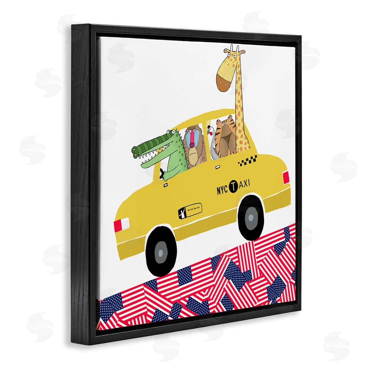 Carla Daly Animals in NYC Taxi Black Floating Frame Canvas Wall Art Print