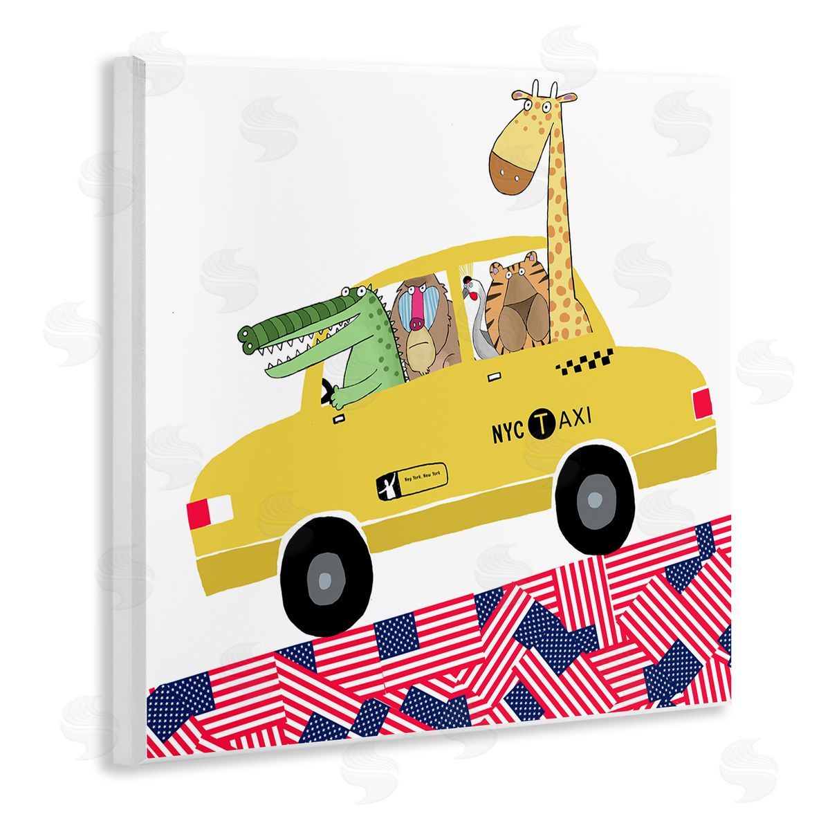 Carla Daly Animals in NYC Taxi Wooden Wall Plaque Art Print