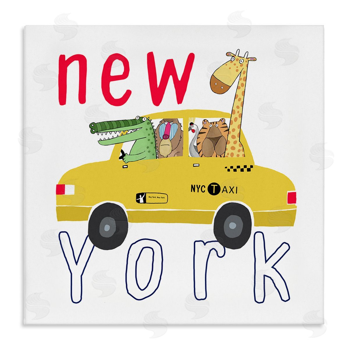 Carla Daly New York Taxi Animals Stretched Canvas Wall Art Print