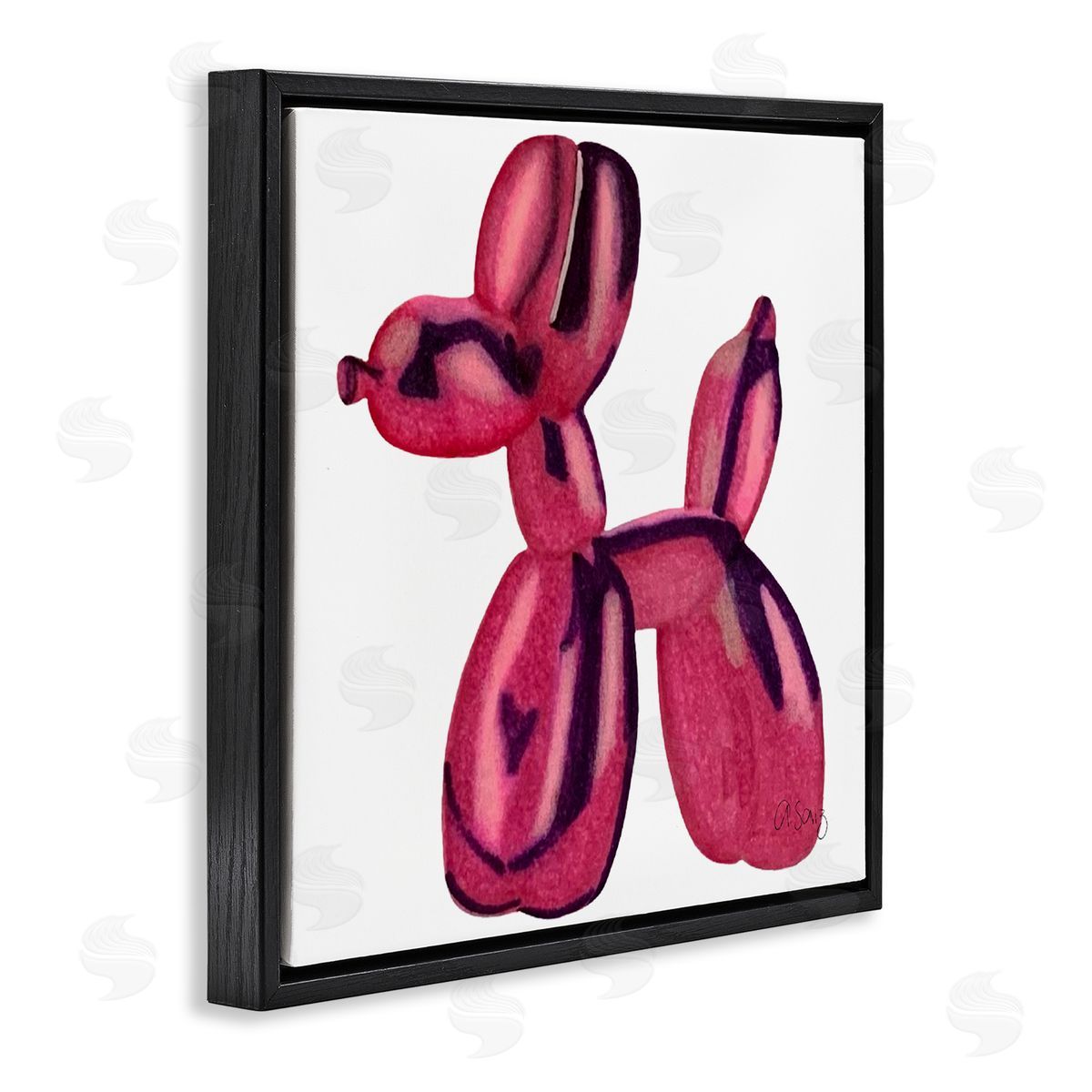 Ale Saiz Studio Abstract Balloon Animal Black Floating Frame Canvas Wall Art Print