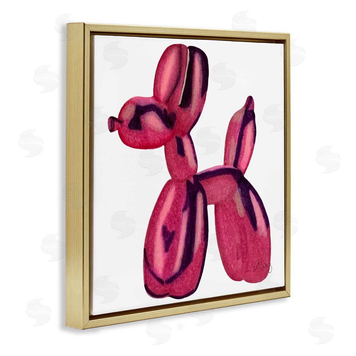 Ale Saiz Studio Abstract Balloon Animal Gold Floating Frame Canvas Wall Art Print