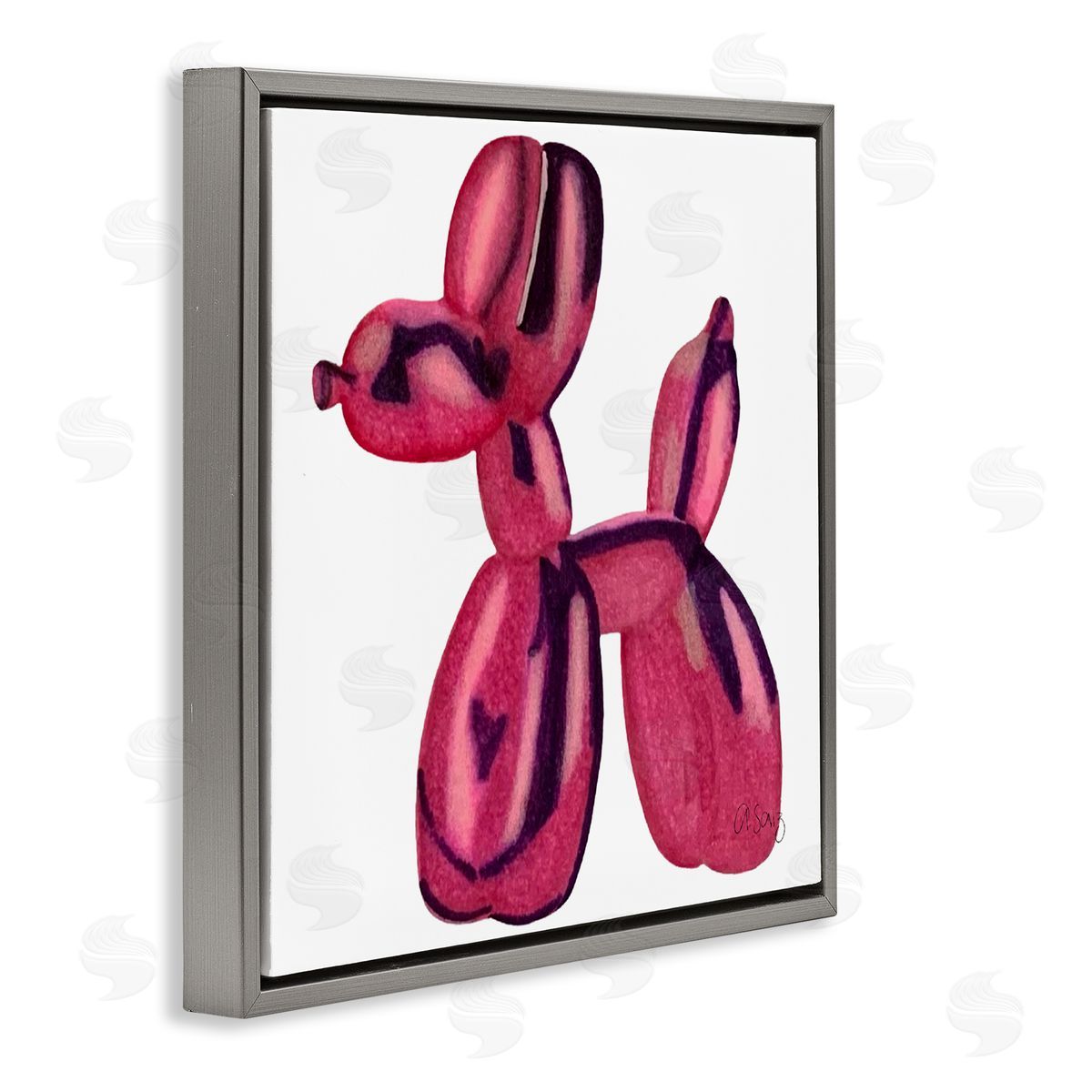 Ale Saiz Studio Abstract Balloon Animal Gray Floating Frame Canvas Wall Art Print