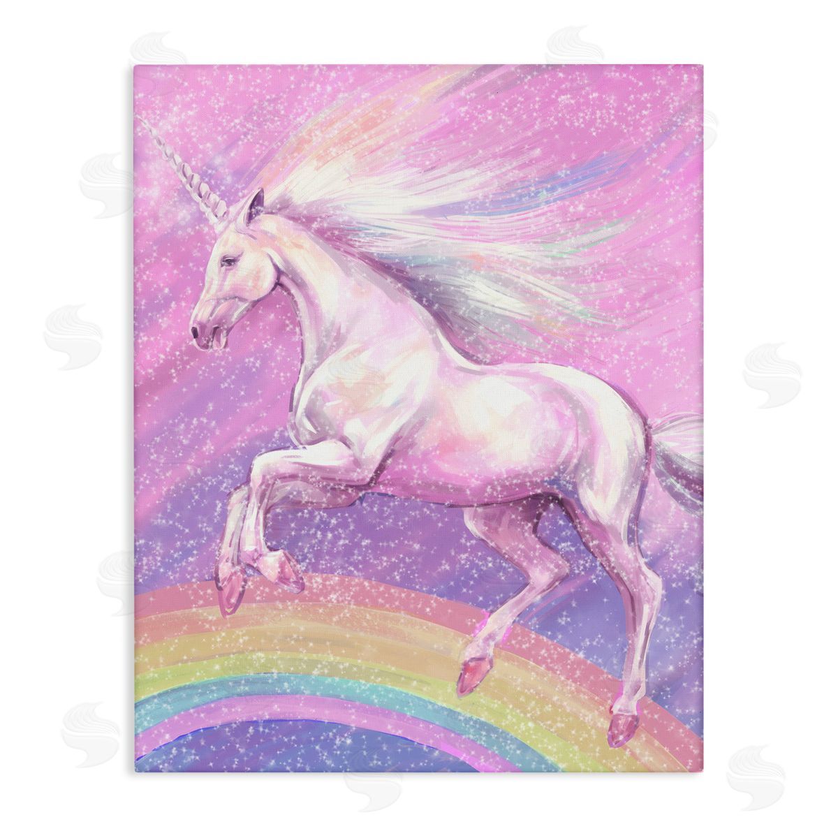 Rainbow Unicorn Scene Canvas Wall Art, Home Decor by Ziwei Li