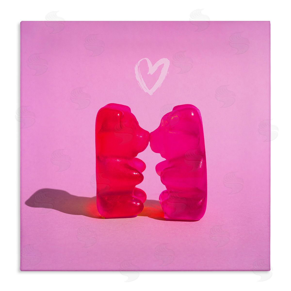 Stupell Studio Bears & Heart Candy Stretched Canvas Wall Art Print
