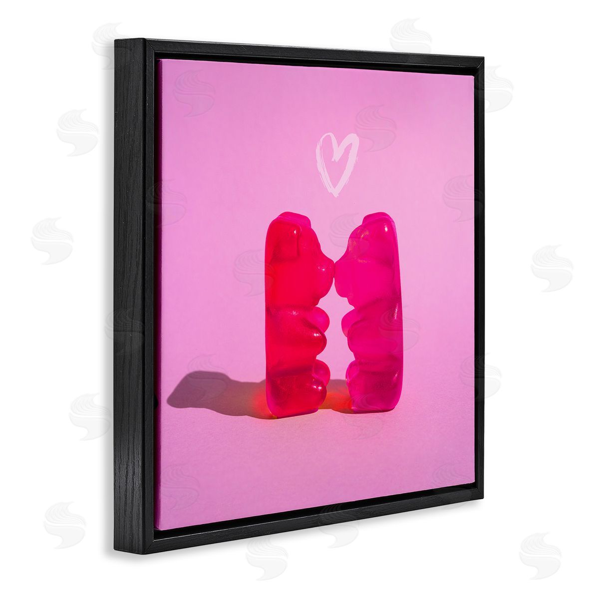 Stupell Studio Bears & Heart Candy Black Floating Frame Canvas Wall Art Print