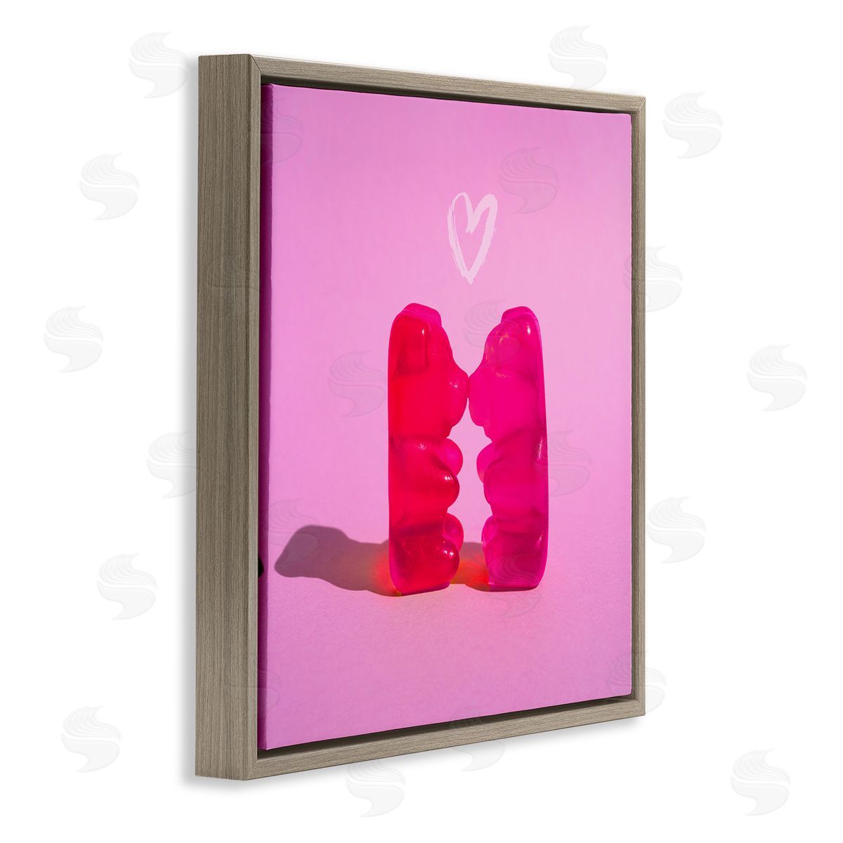 Stupell Studio Bears & Heart Candy Brown Floating Frame Canvas Wall Art Print