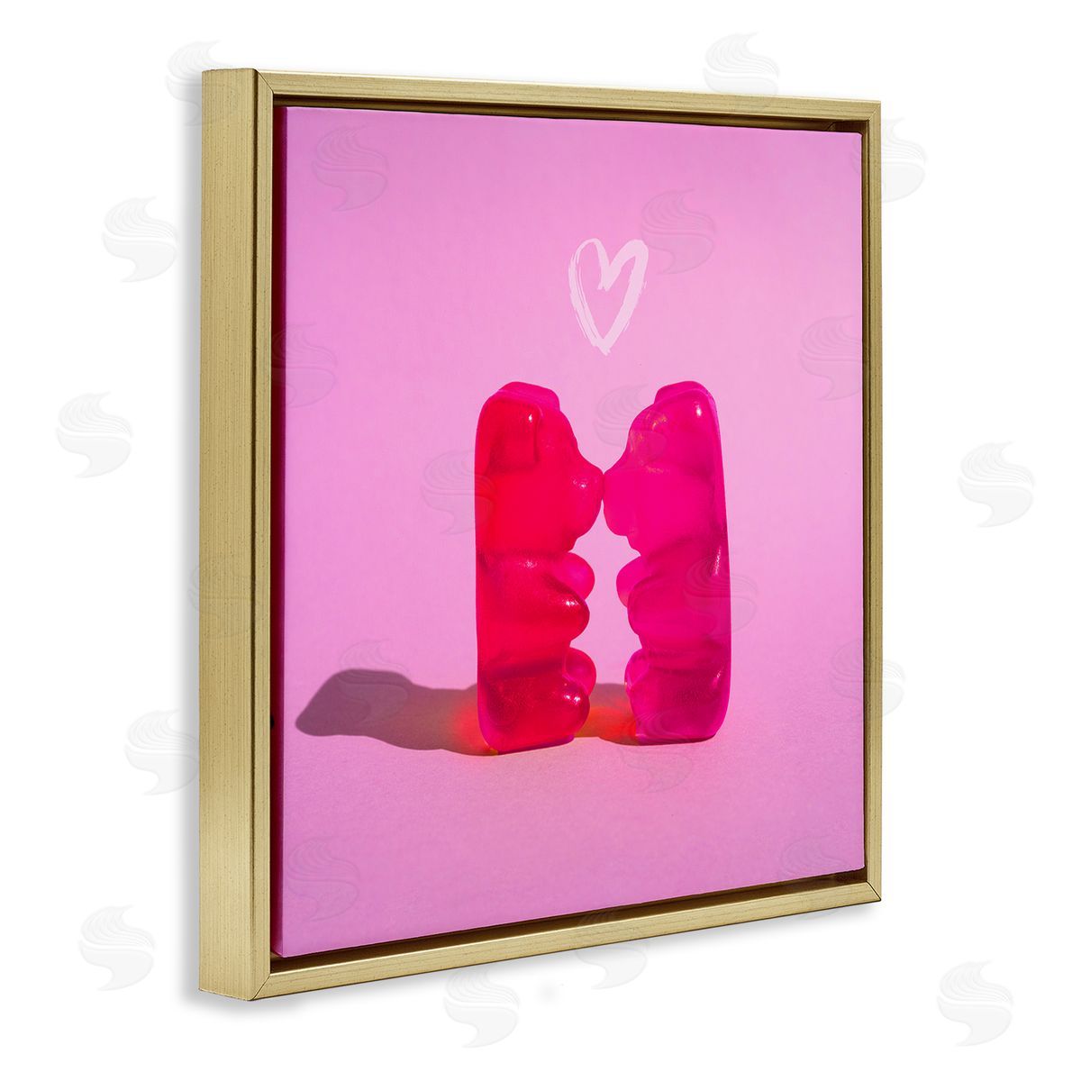 Stupell Studio Bears & Heart Candy Gold Floating Frame Canvas Wall Art Print