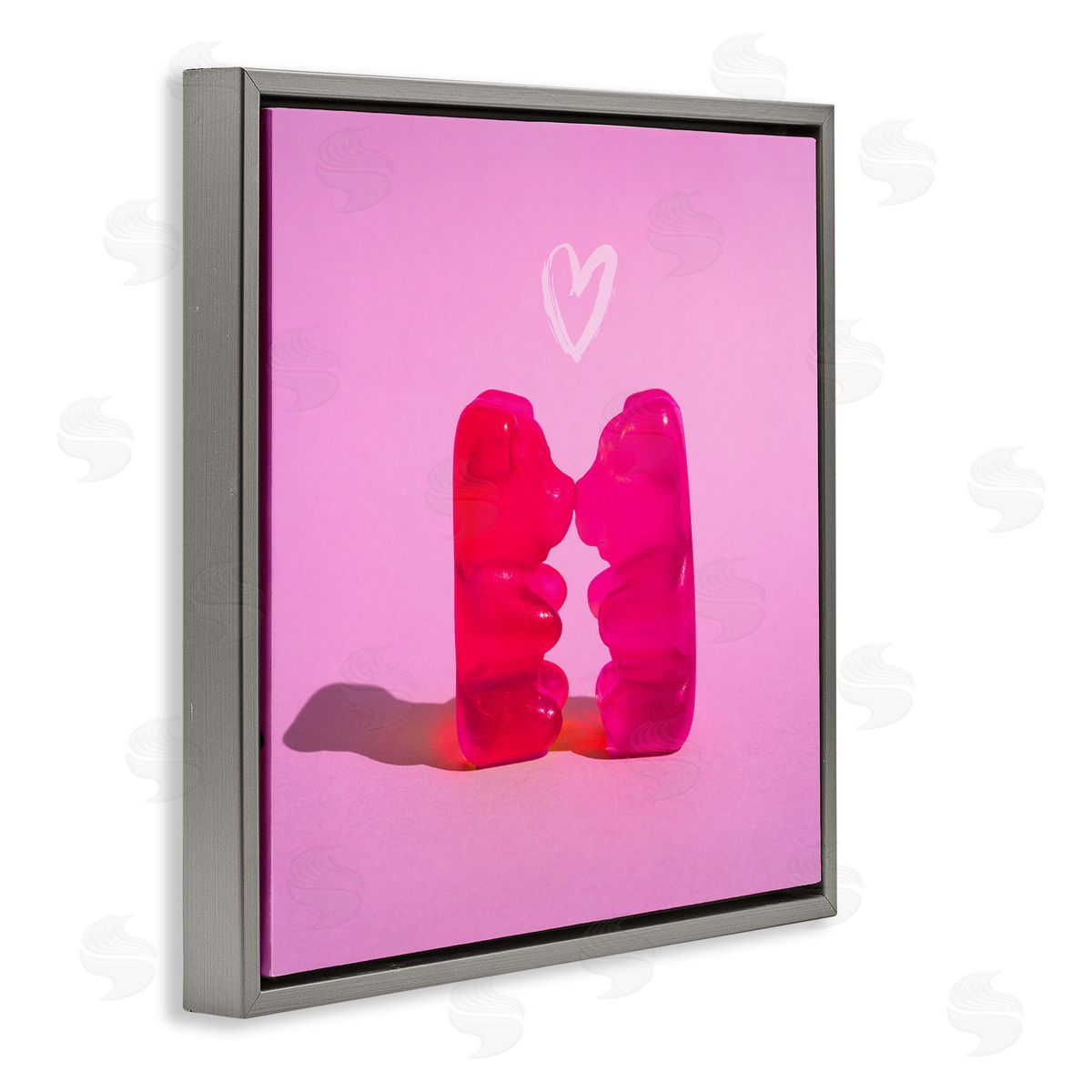 Stupell Studio Bears & Heart Candy Gray Floating Frame Canvas Wall Art Print