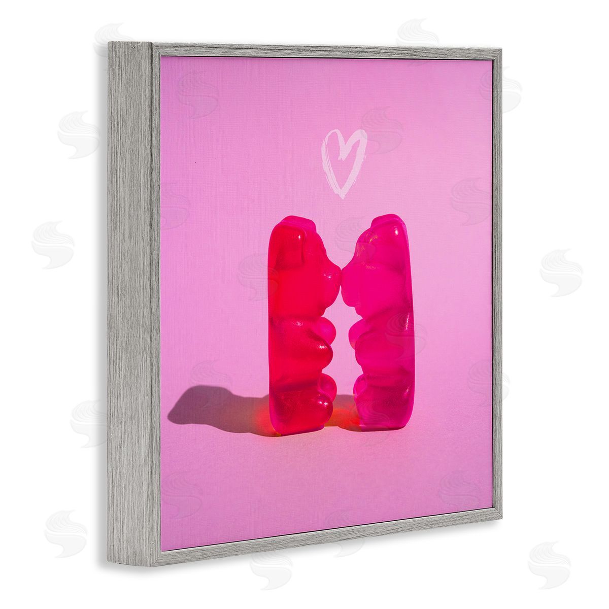 Stupell Studio Bears & Heart Candy Gray Framed Glicee Wall Art Print