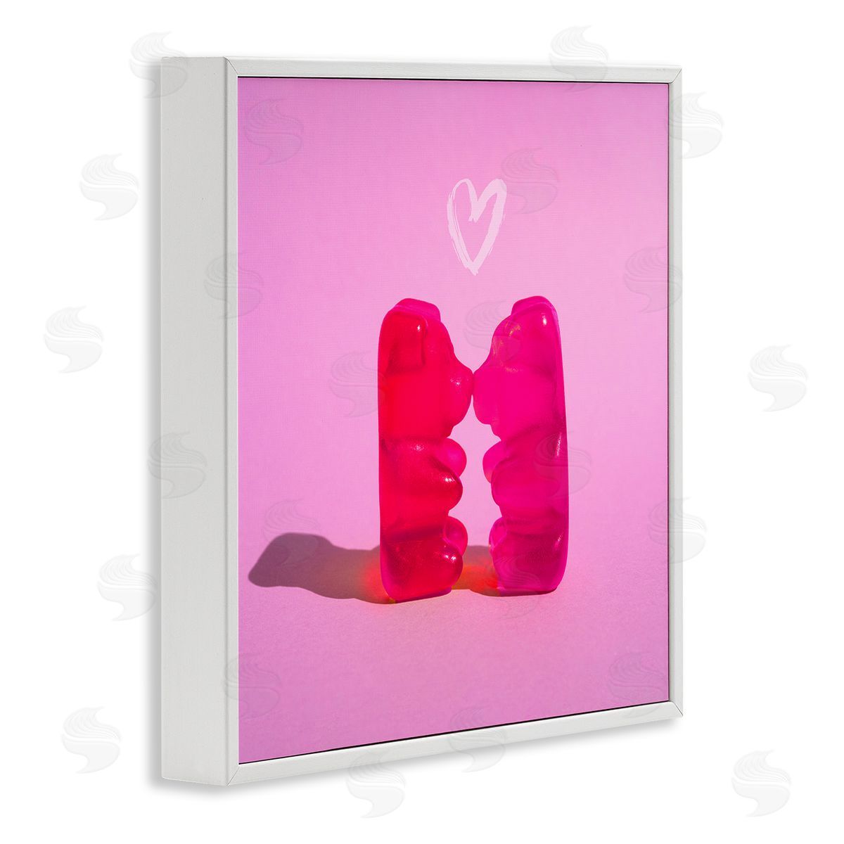 Stupell Studio Bears & Heart Candy White Framed Glicee Wall Art Print
