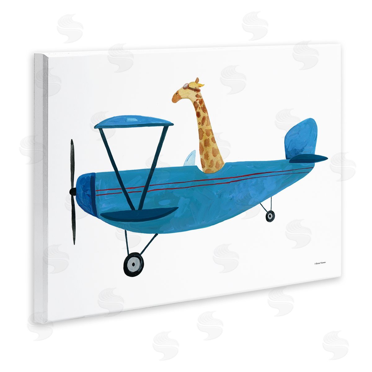 Giraffe Pilot in Airplane Wood Plaque Wall Art, Home Decor by Rachel Nieman