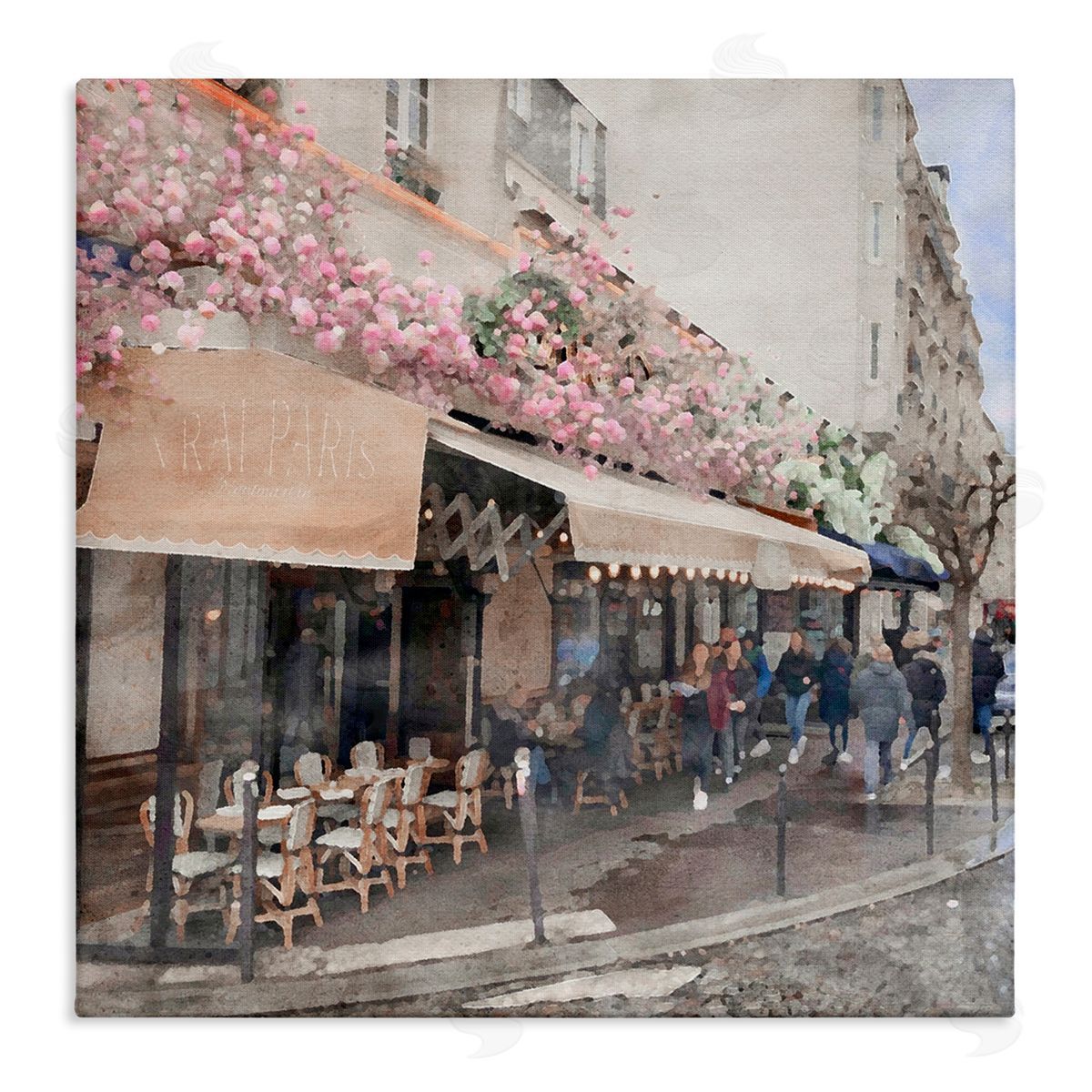 LSR Design Studio Parisian City Street Stretched Canvas Wall Art Print