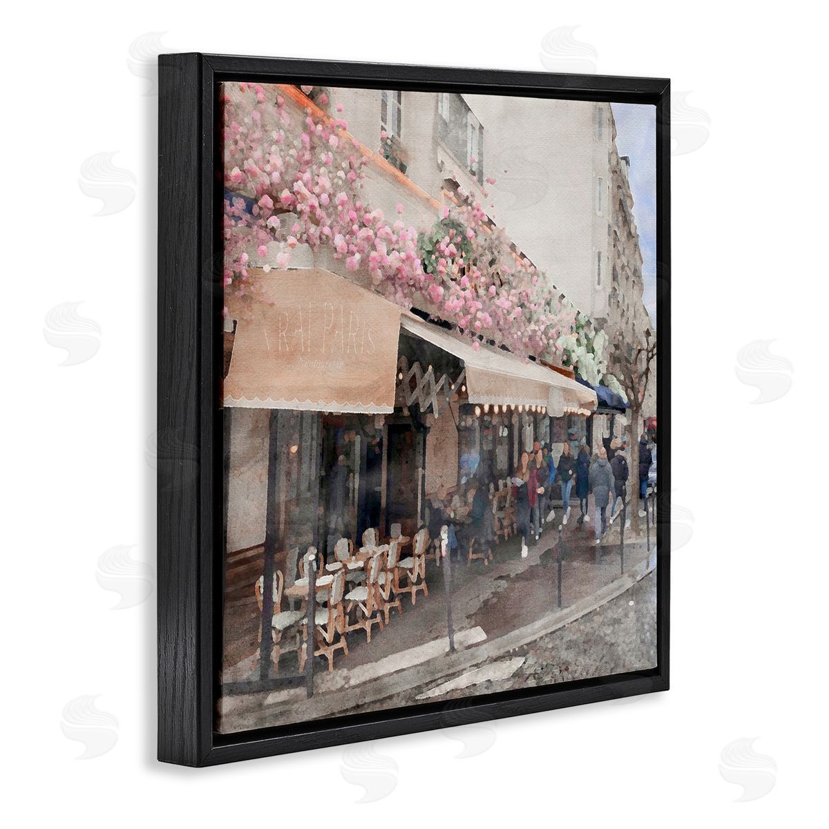 LSR Design Studio Parisian City Street Black Floating Frame Canvas Wall Art Print