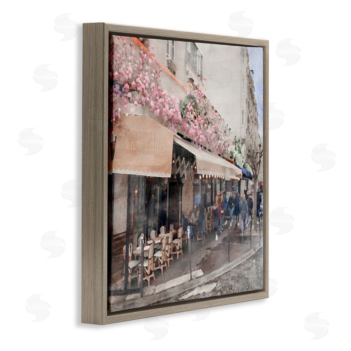 LSR Design Studio Parisian City Street Brown Floating Frame Canvas Wall Art Print