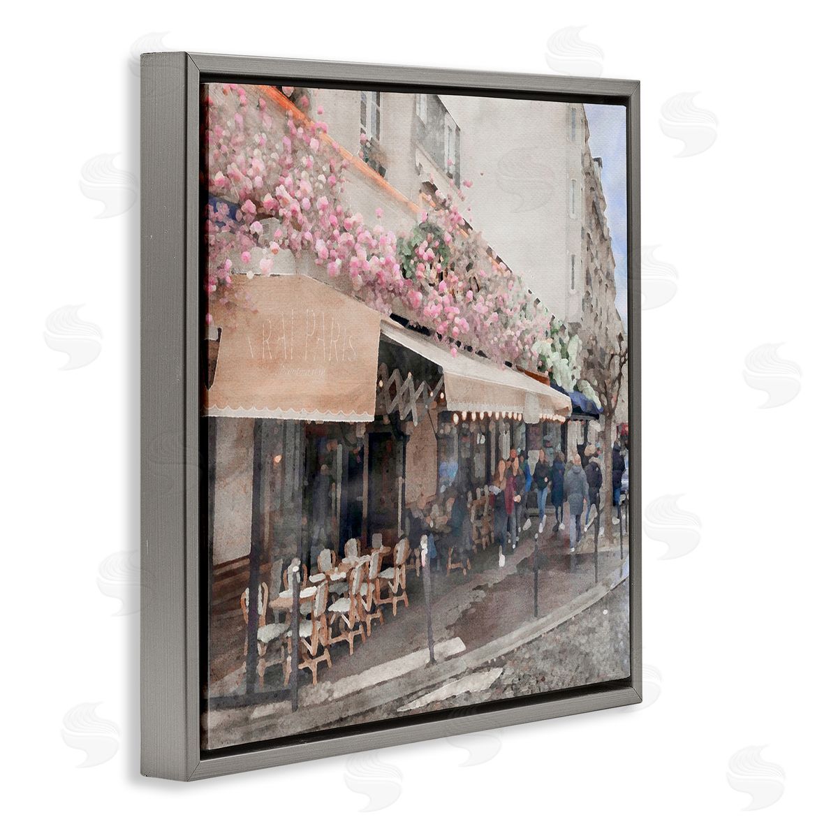 LSR Design Studio Parisian City Street Gray Floating Frame Canvas Wall Art Print