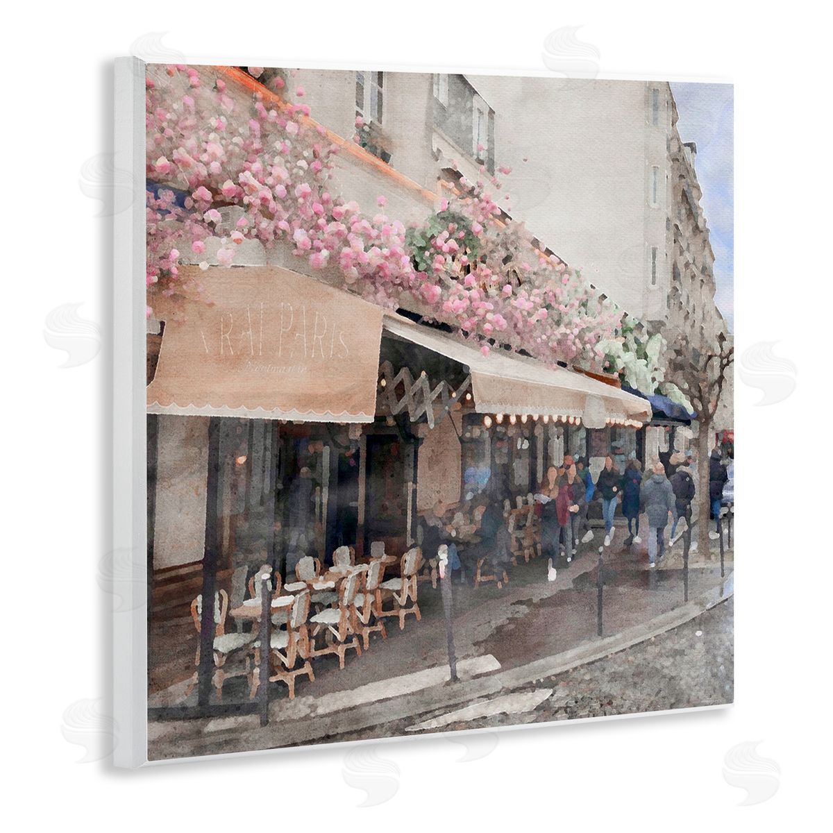 LSR Design Studio Parisian City Street Wooden Wall Plaque Art Print