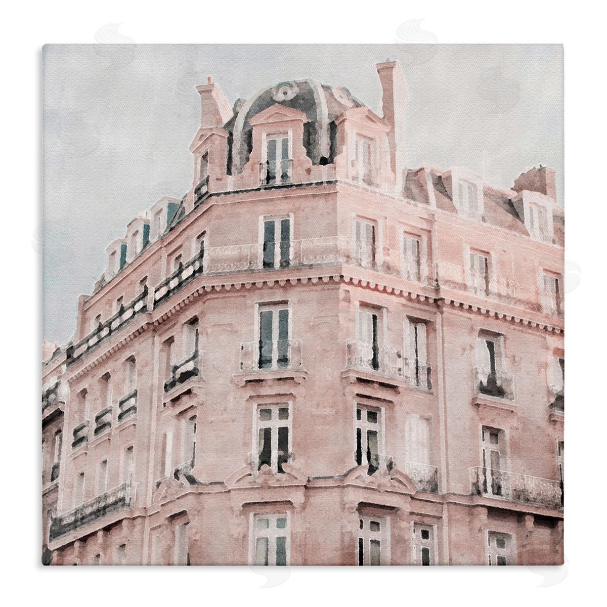 LSR Design Studio Pastel City Building Stretched Canvas Wall Art Print