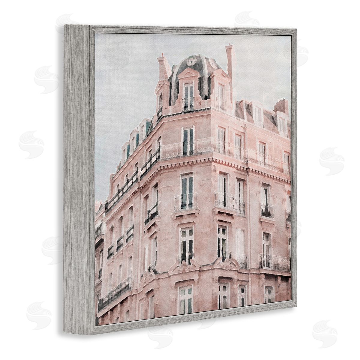 LSR Design Studio Pastel City Building Gray Framed Glicee Wall Art Print