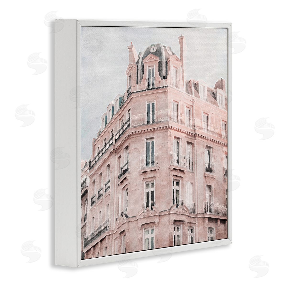 LSR Design Studio Pastel City Building White Framed Glicee Wall Art Print