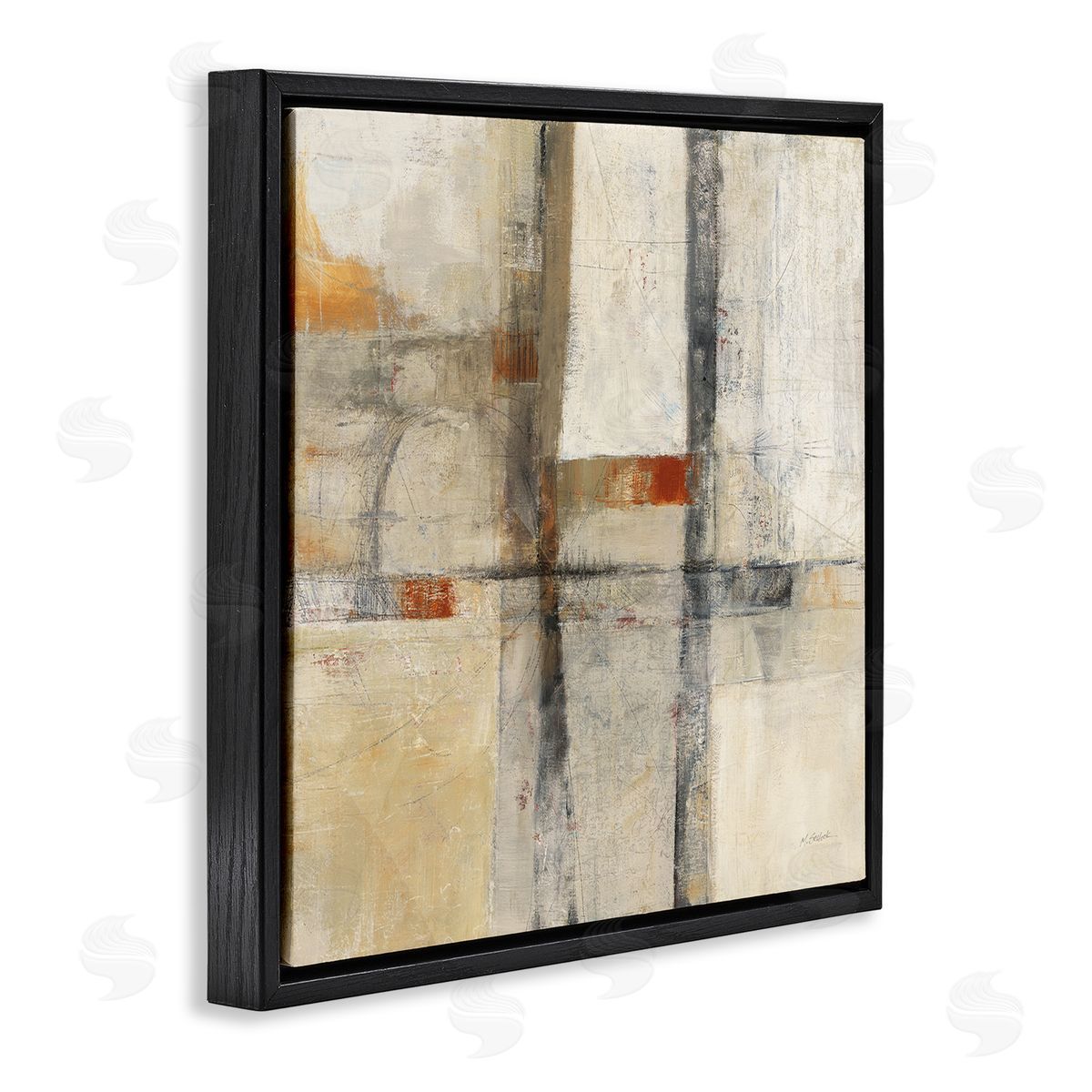 Mike Schick Beige Geometric Abstraction Black Floater Frame Canvas Artside_
