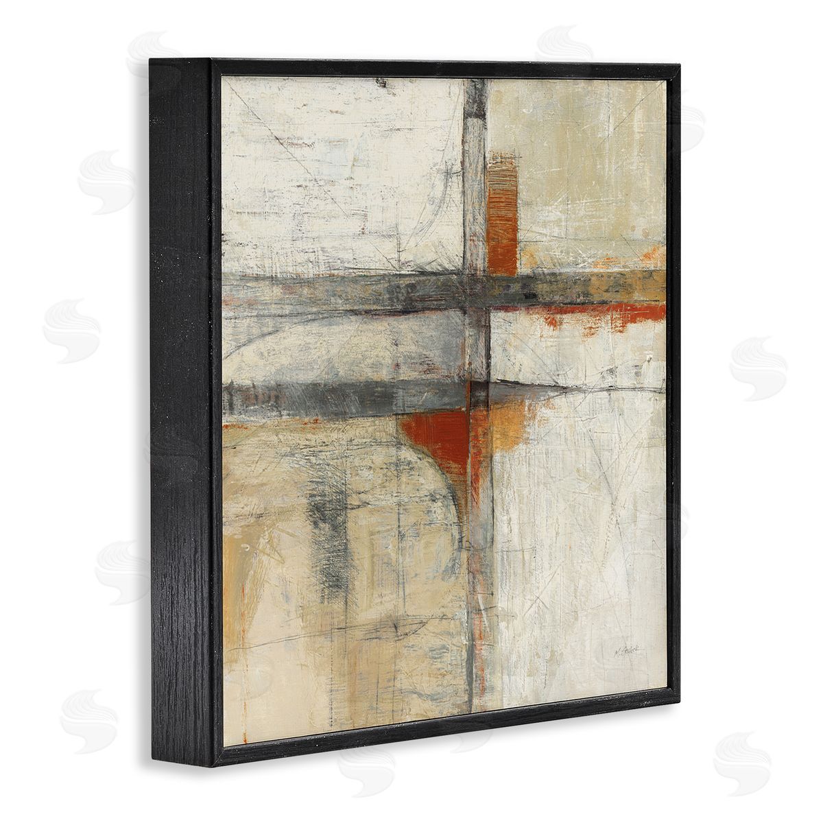 Mike Schick Rustic Beige Abstraction Black Framed Giclee Wall Artside_
