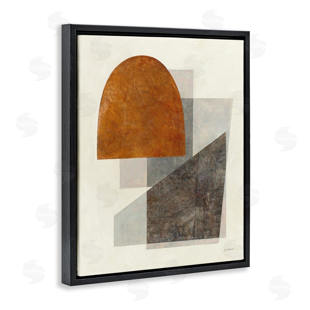 Mike Schick Earthy Geometric Shapes Black Floater Frame Canvas Artside_