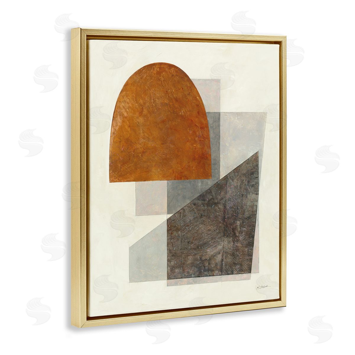 Mike Schick Earthy Geometric Shapes Gold Floater Frame Canvas Artside_
