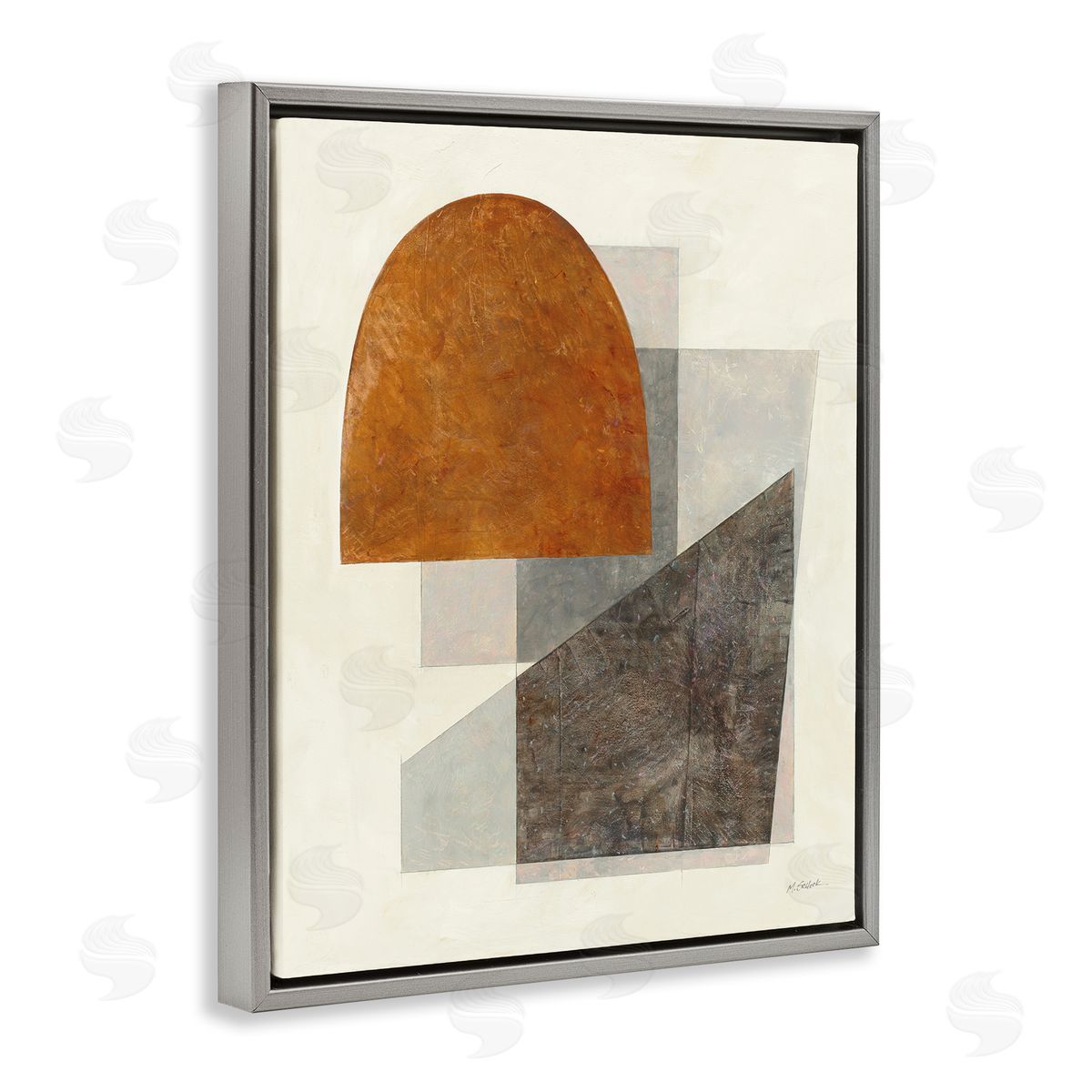 Mike Schick Earthy Geometric Shapes Gray Floater Frame Canvas Artside_