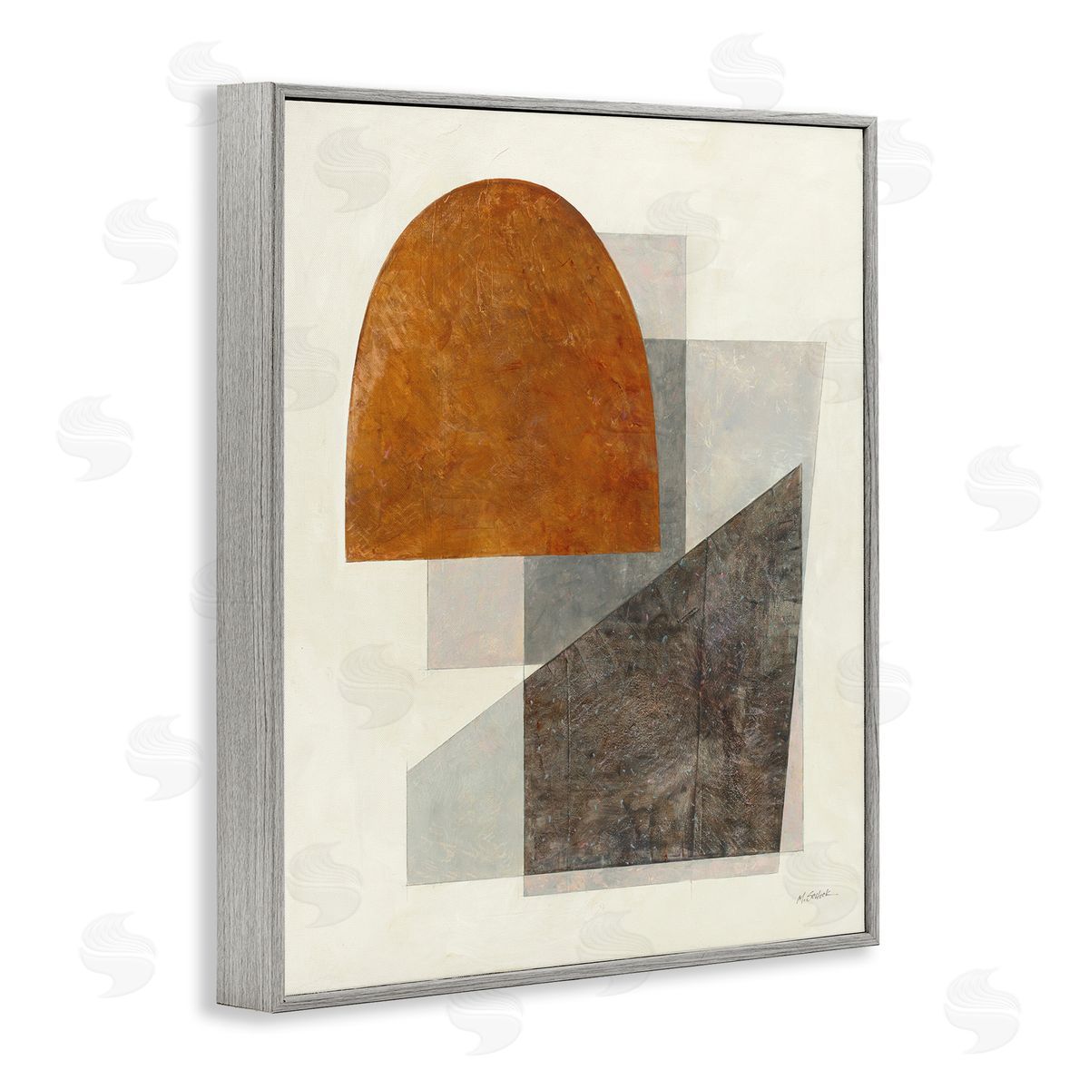 Mike Schick Earthy Geometric Shapes Gray Framed Giclee Wall Artside_