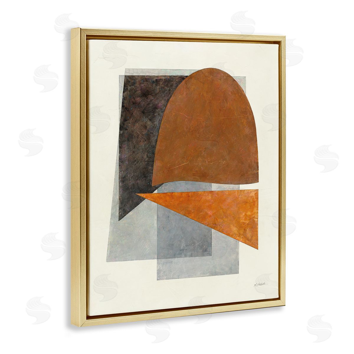 Mike Schick Muted Geometric Abstraction Gold Floater Frame Canvas Artside_
