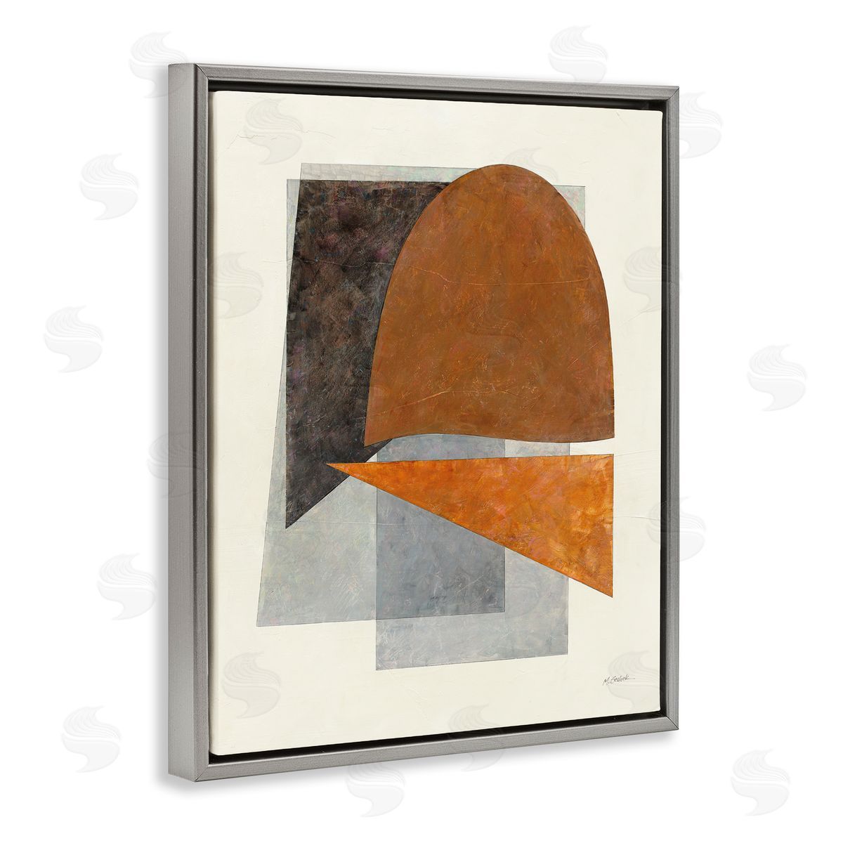 Mike Schick Muted Geometric Abstraction Gray Floater Frame Canvas Artside_