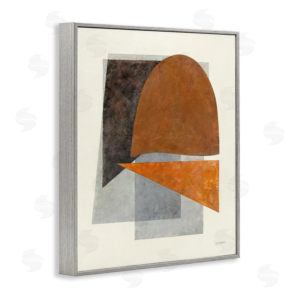 Mike Schick Muted Geometric Abstraction Gray Framed Giclee Wall Artside_